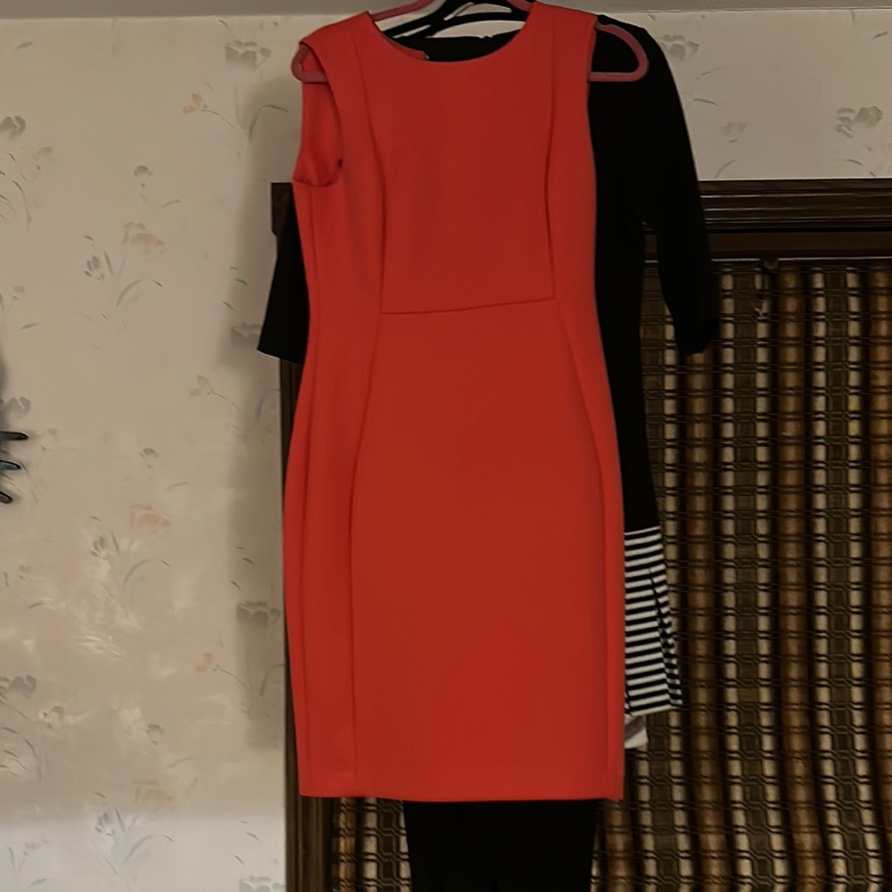 Calvin Klein Orange Sheath Dress Crew Neck Mini